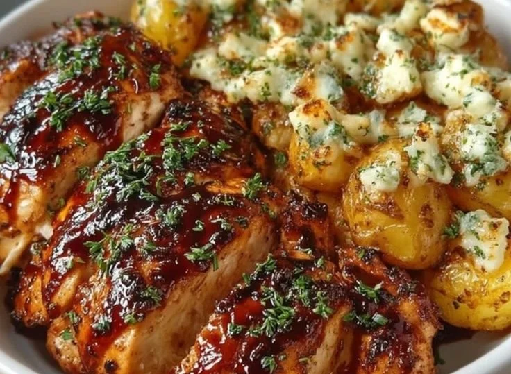 Honey BBQ Chicken with Garlic Parmesan Potatoes 2 Honey BBQ Chicken with Garlic Parmesan Potatoes