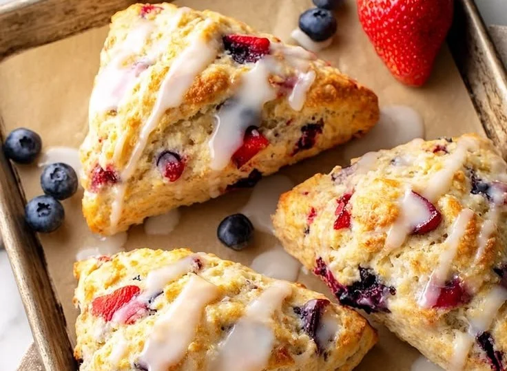 Irresistible Strawberry Blueberry Scones