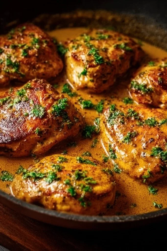 Delicious Cowboy Butter Chicken served with herbs and spices