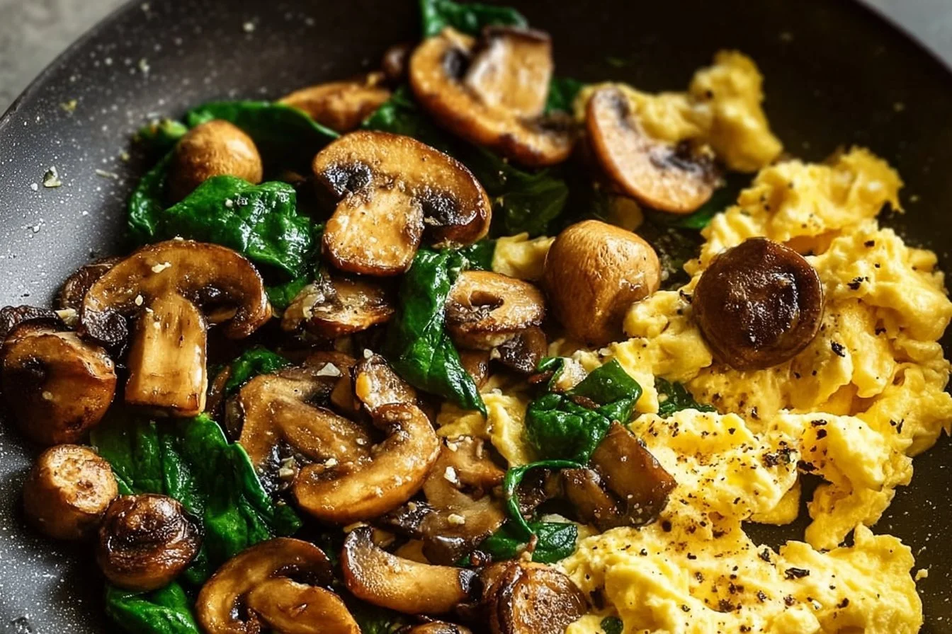 Mushroom Spinach Scrambled Eggs