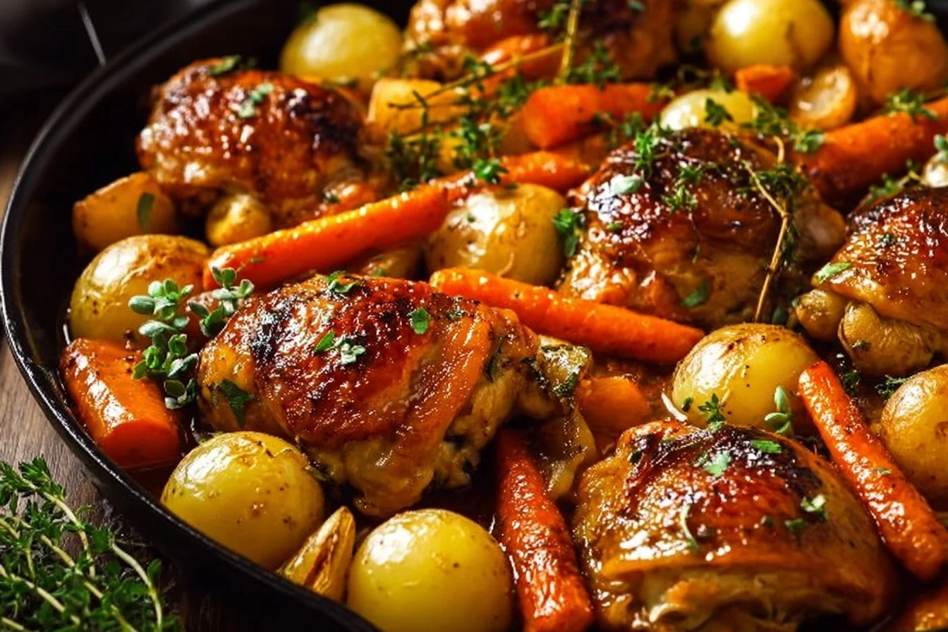 One-Pan Roasted Chicken Thighs with Carrots and Potatoes dinner