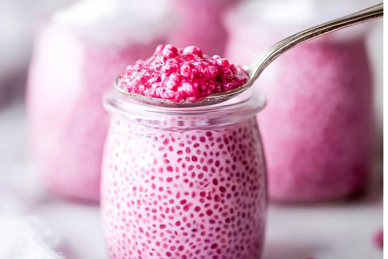 Raspberry Chia Pudding Sweetened with Maple Syrup