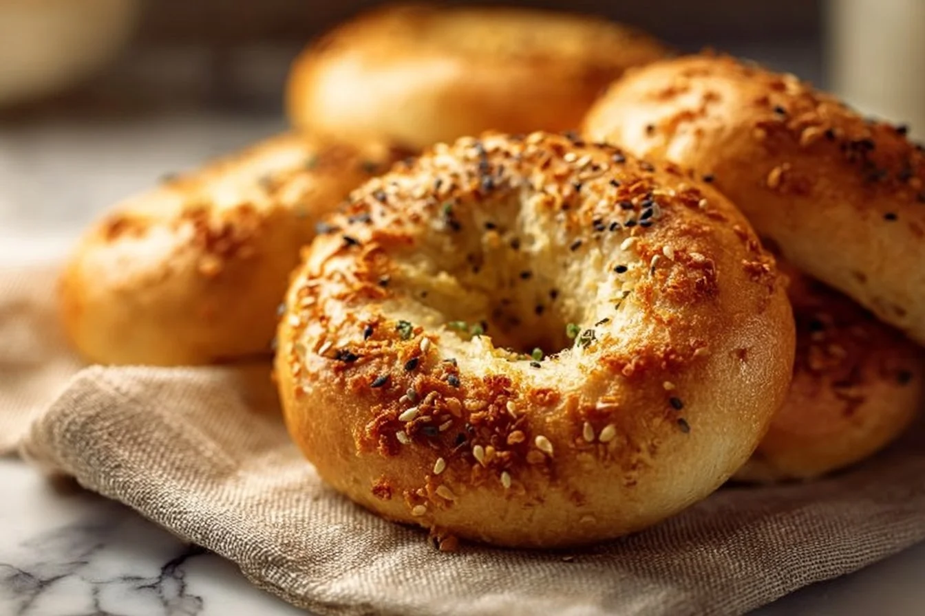 Simple Sourdough Discard Protein Bagels 4 Simple sourdough discard protein bagels, fresh and nutritious breakfast idea.