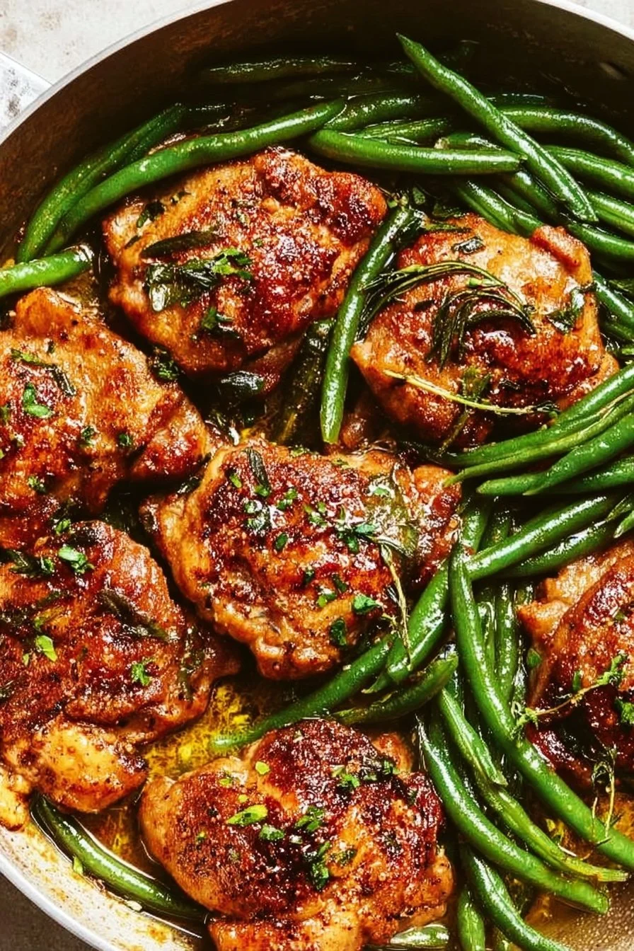 Skillet Garlic Butter Chicken and Green Beans