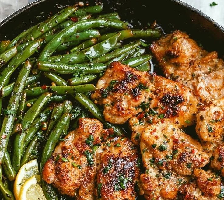Skillet Garlic Butter Chicken and Green Beans