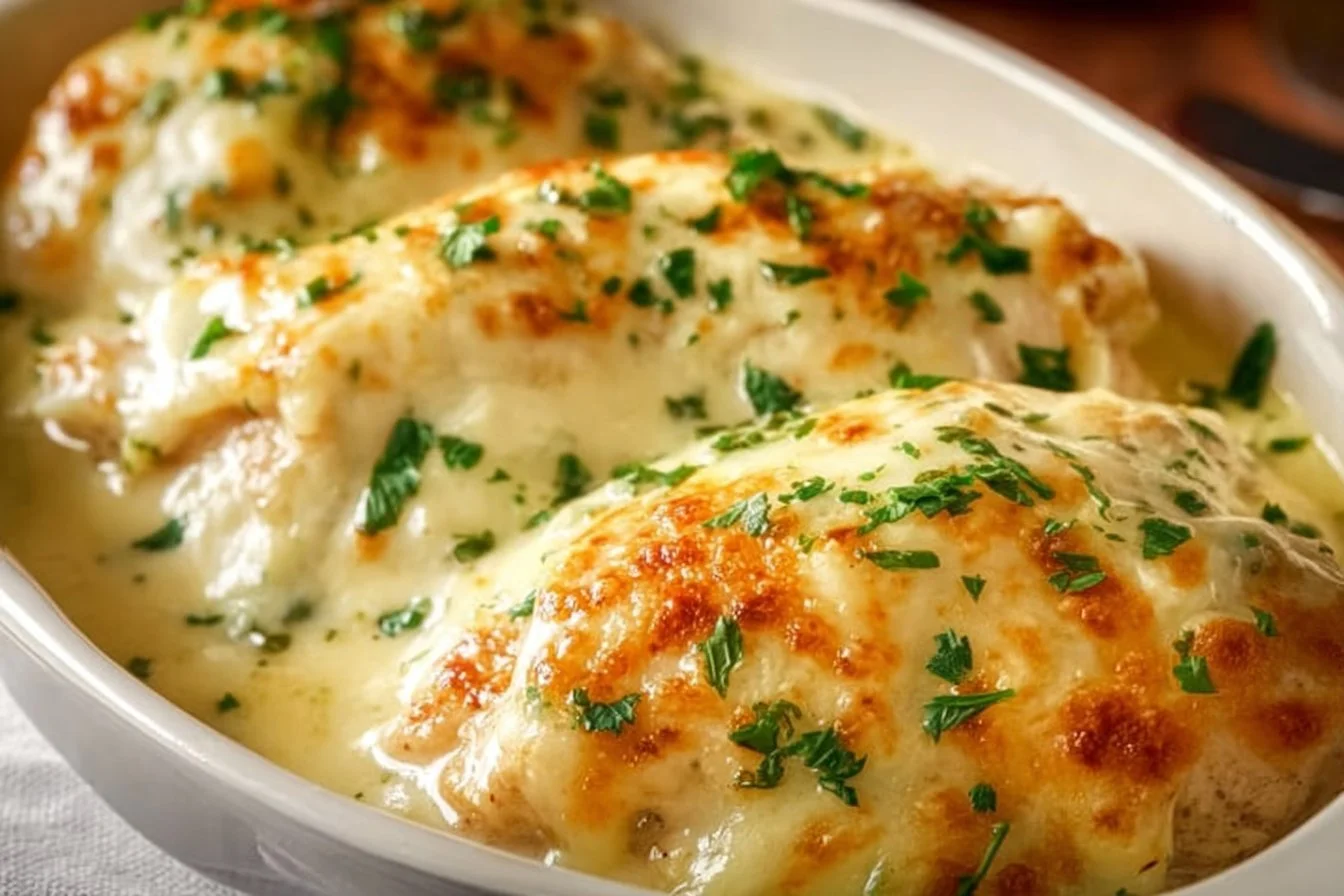 Smothered Cheesy Sour Cream Chicken 4 Delicious smothered cheesy sour cream chicken served with a side of vegetables