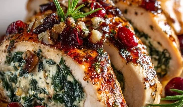 Spinach & Cranberry Stuffed Chicken Breasts