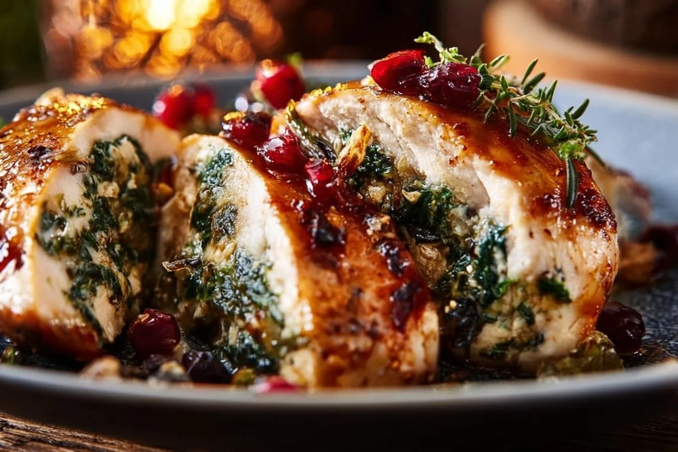 Spinach & Cranberry Stuffed Chicken Breasts