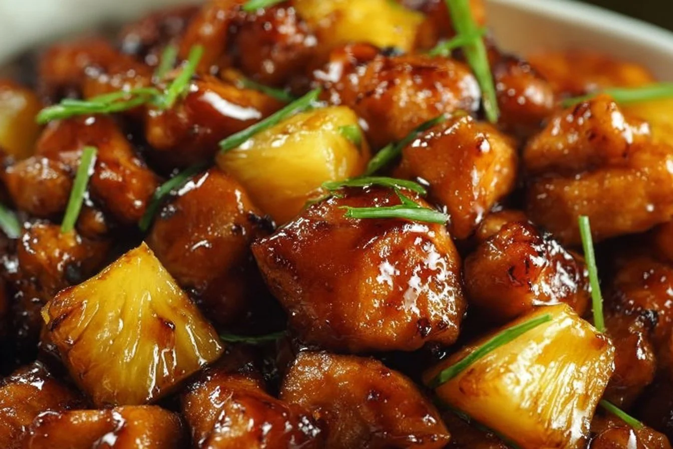 Sweet & Sticky Pineapple Bourbon Chicken