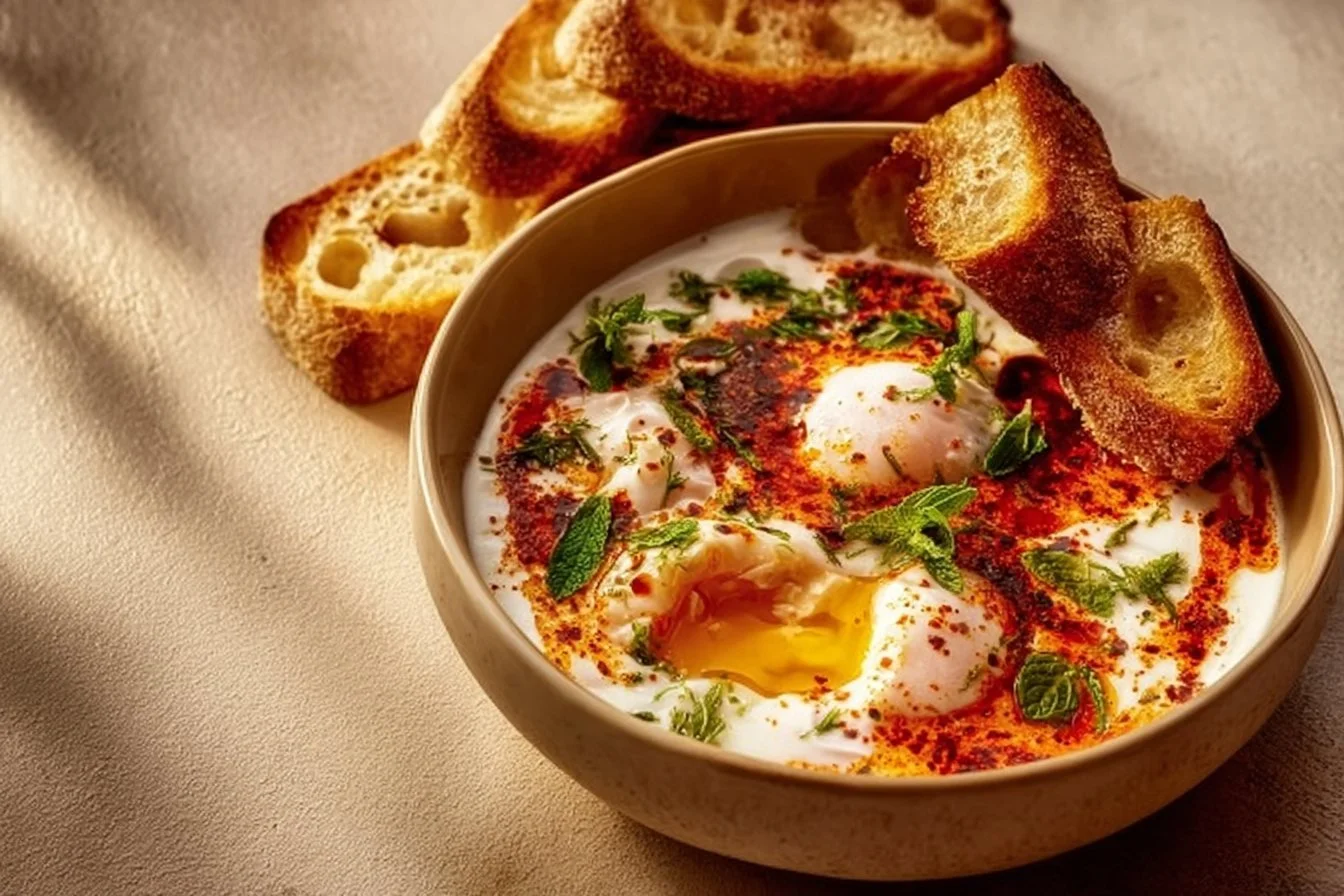 Turkish Eggs with Herbed Yogurt (Çılbır)