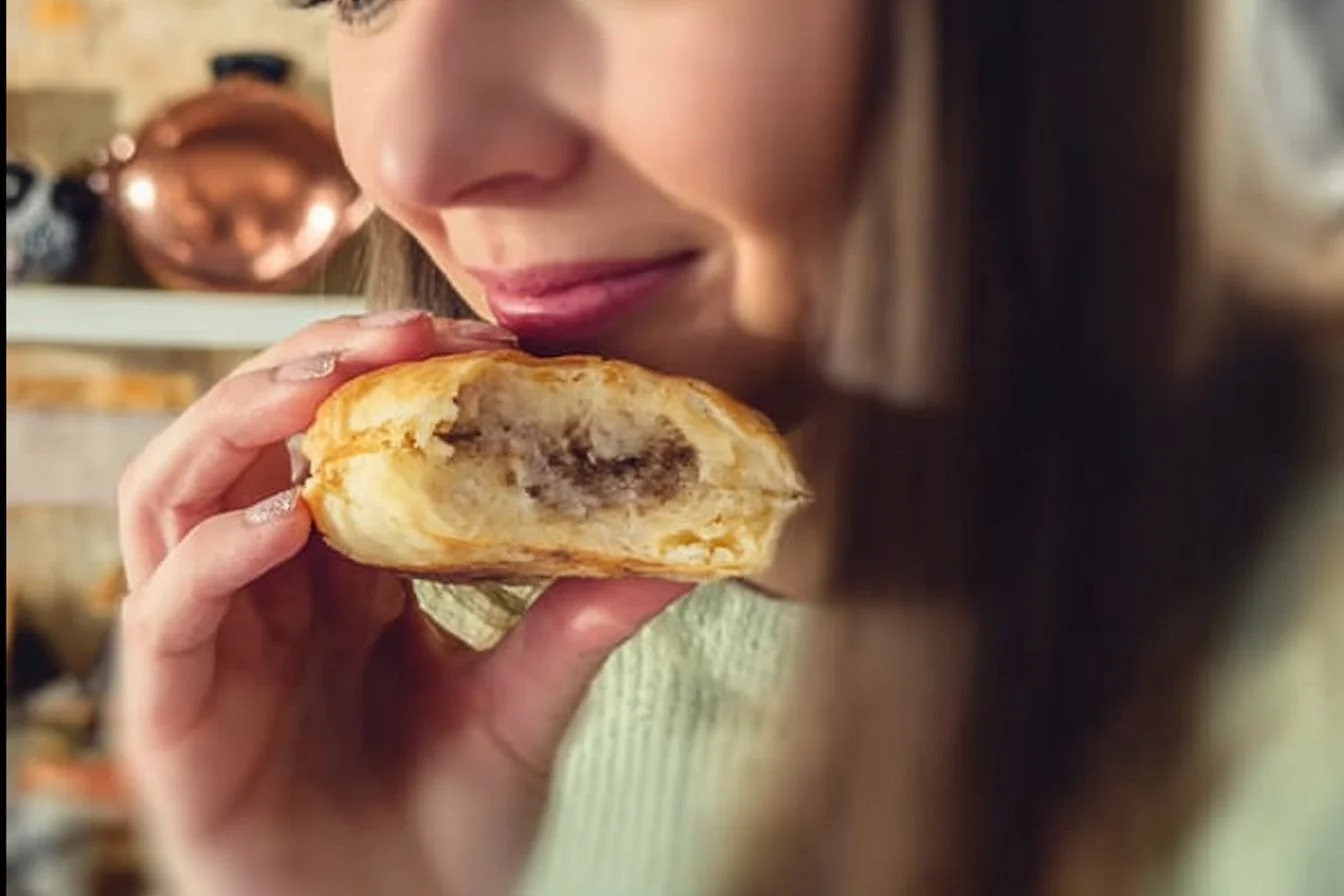 Quick and easy 2-ingredient sausage pancakes on a plate