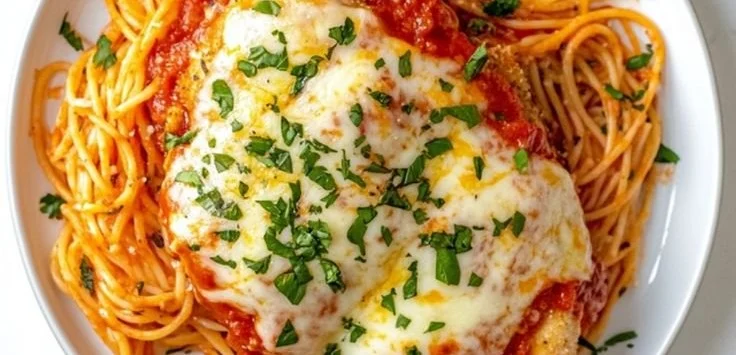 Baked Chicken Parmesan with Spaghetti and Marinara 8 Baked Chicken Parmesan with Spaghetti and Marinara