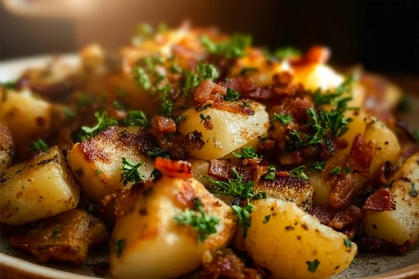 Crispy bangin breakfast potatoes served on a plate