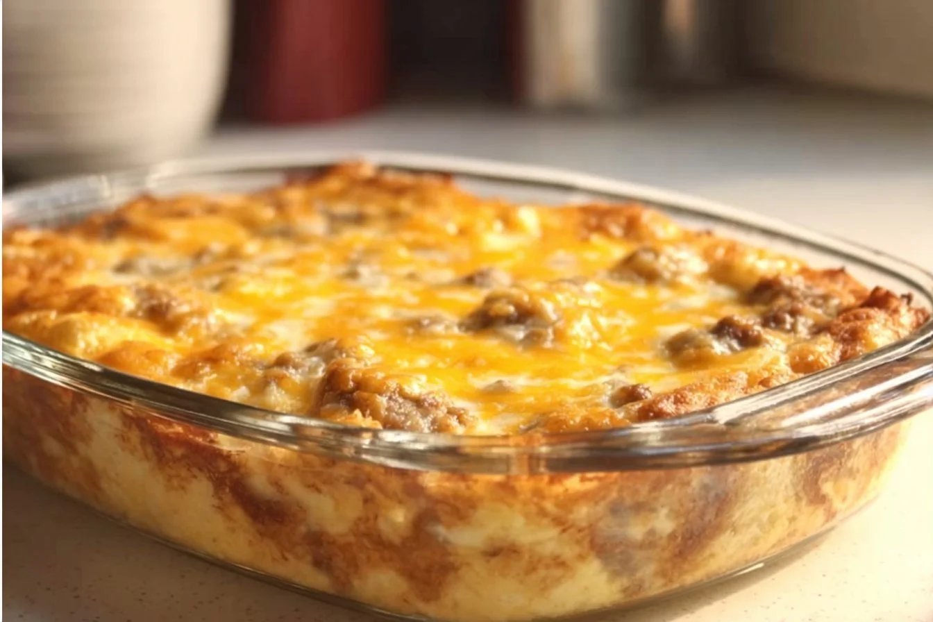 Biscuits and Gravy with Sausage and Egg Breakfast Casserole