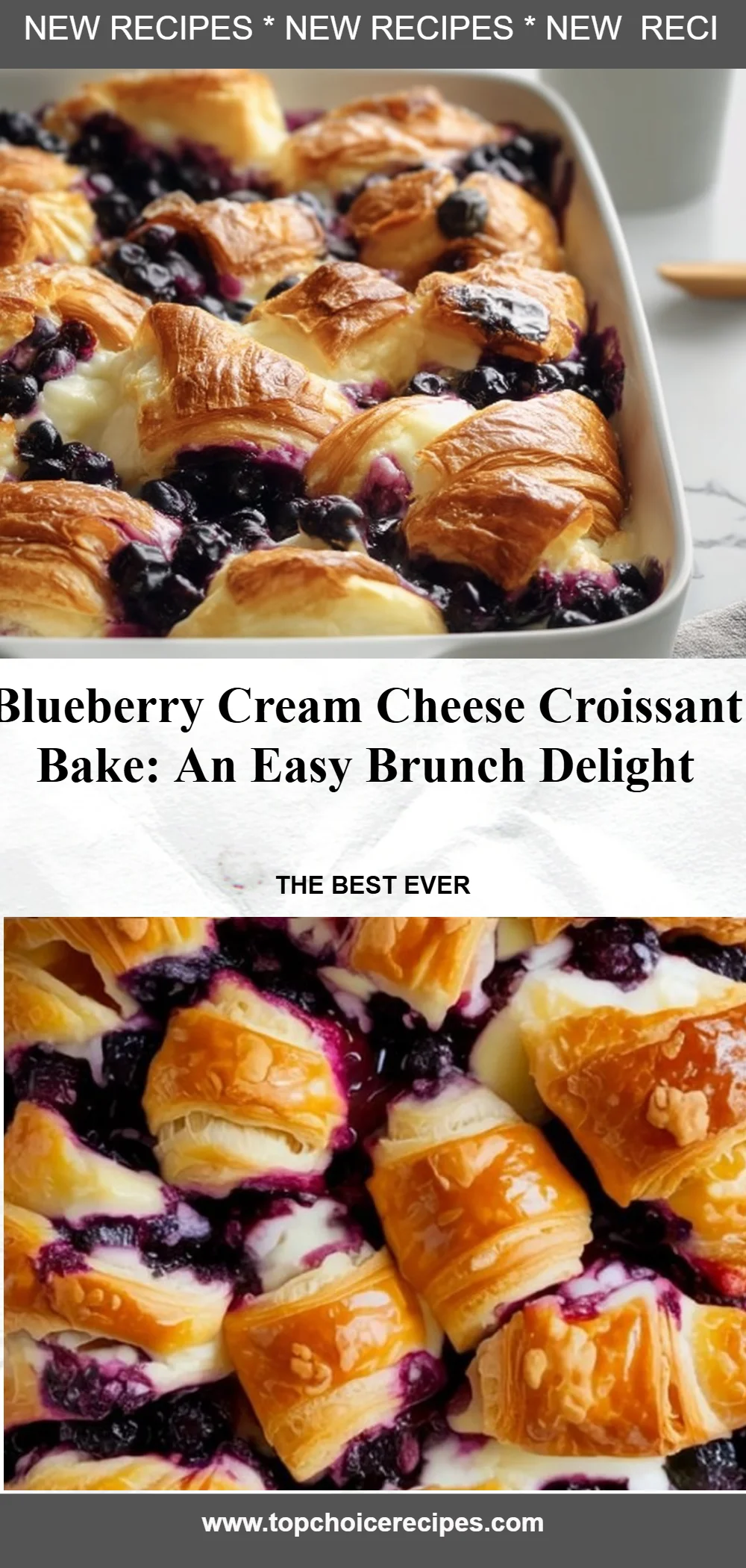 Blueberry Cream Cheese Croissant Casserole