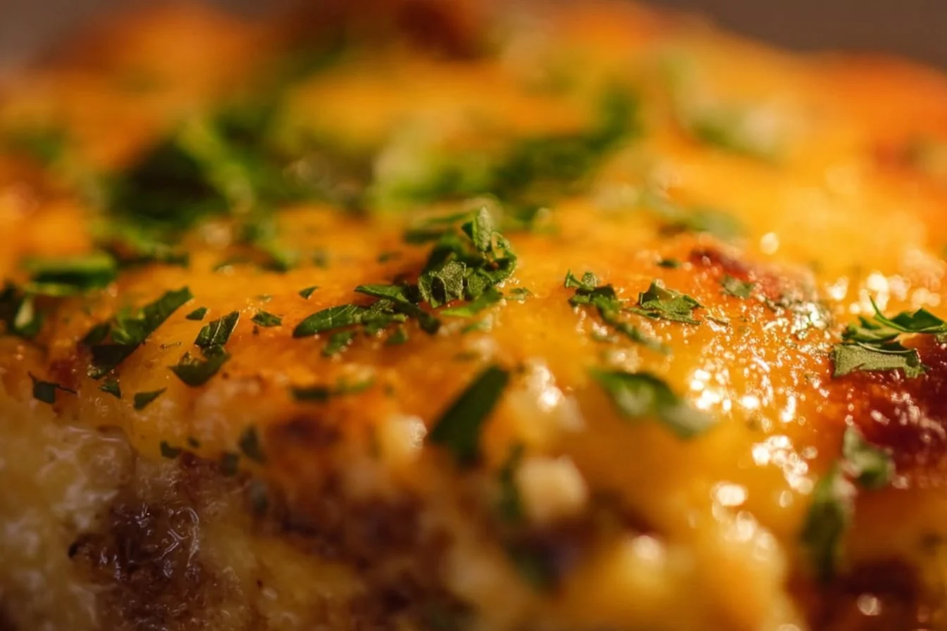 Delicious breakfast sausage casserole baked in a dish with cheese and herbs