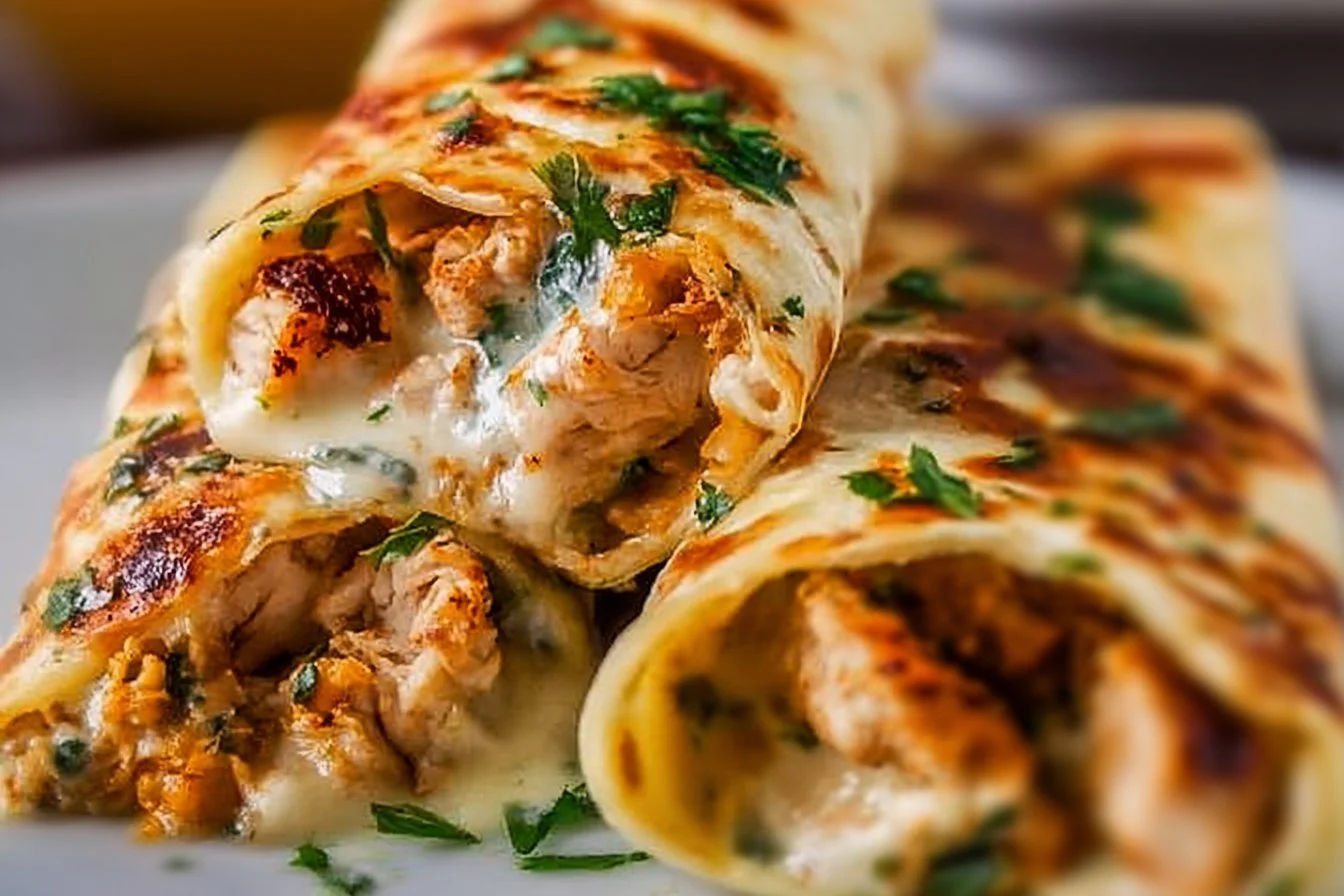 Cheesy Garlic Chicken Wraps