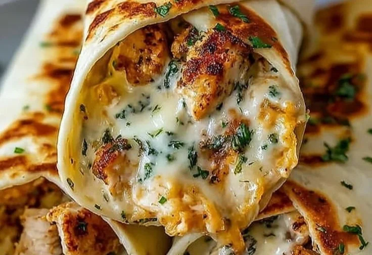 Cheesy Garlic Chicken Wraps