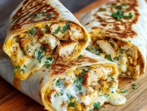 Cheesy Garlic Chicken Wraps