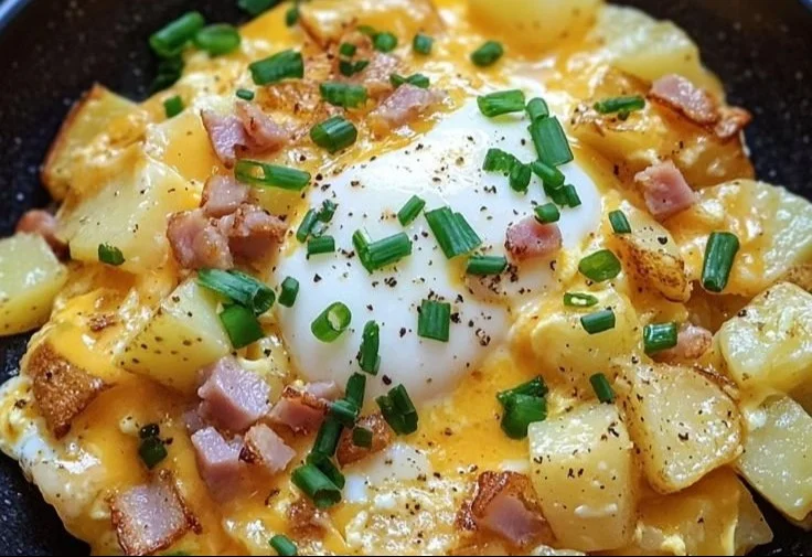 Cheesy Potato Egg Scramble