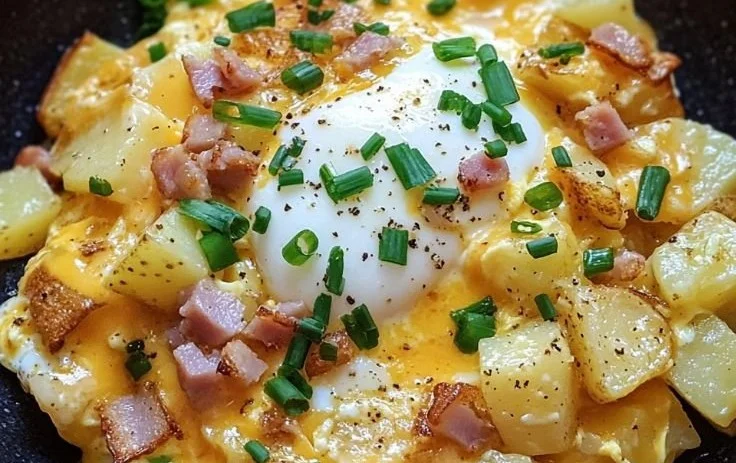 Cheesy Potato Egg Scramble