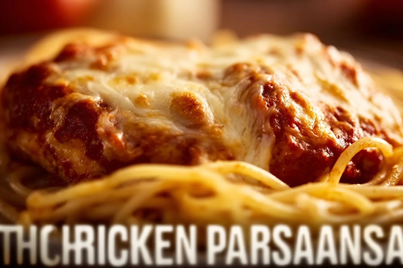 Delicious Chicken Parmesan topped with melted cheese and marinara sauce