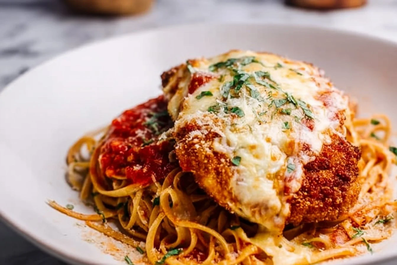 Chicken Parmesan 4 Delicious Chicken Parmesan topped with marinara sauce and melted cheese