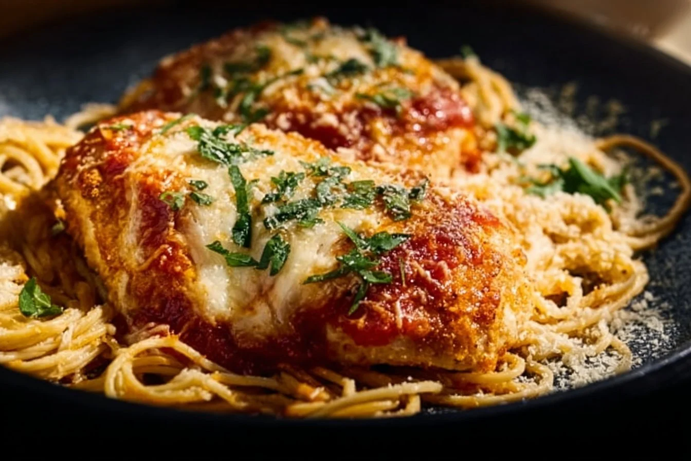 Chicken Parmesan 4 Delicious Chicken Parmesan dish served with marinara sauce and melted cheese