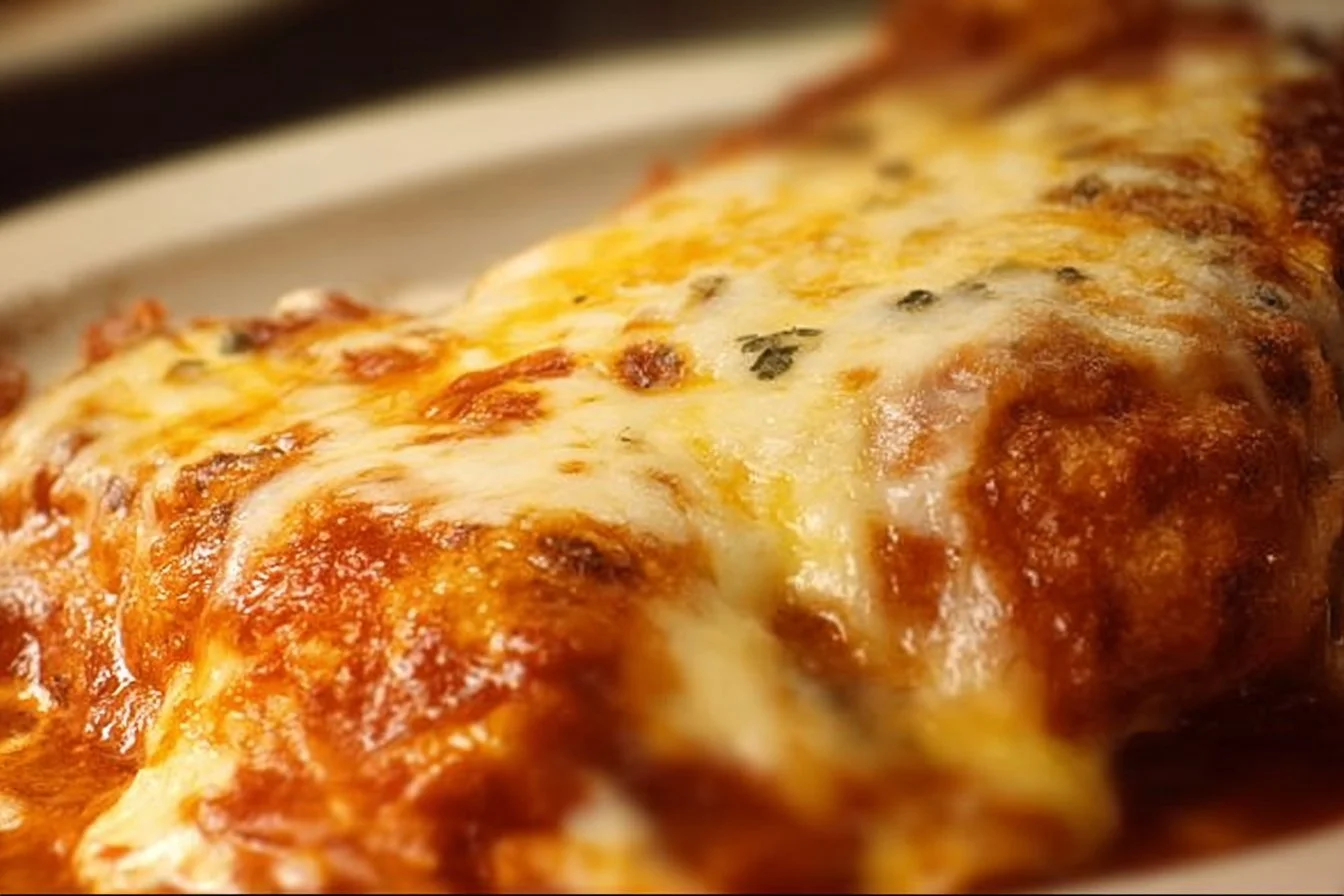 Chicken Parmesan 5 Delicious Chicken Parmesan topped with marinara sauce and melted cheese