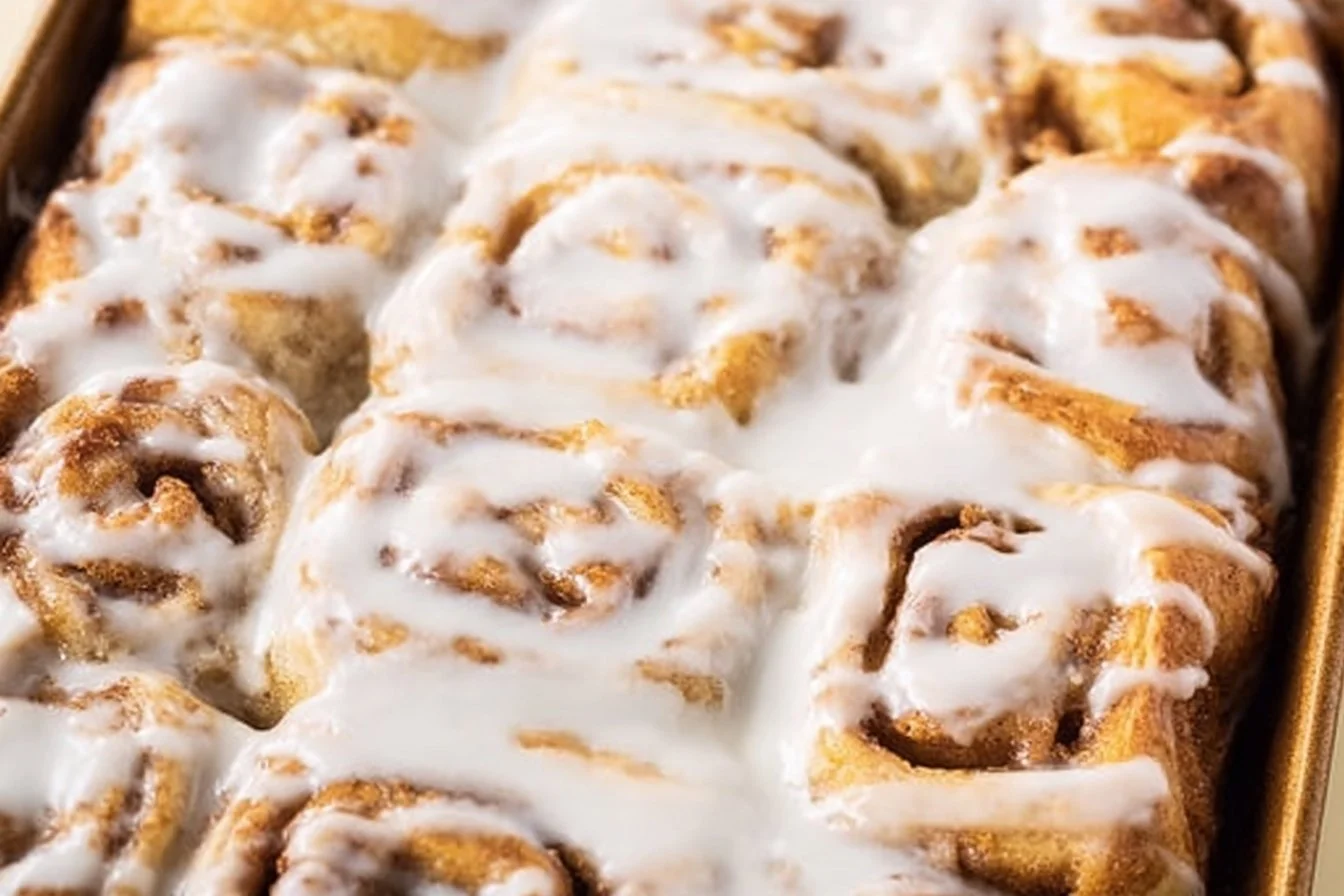 Delicious cinnamon roll breakfast bake served in a baking dish