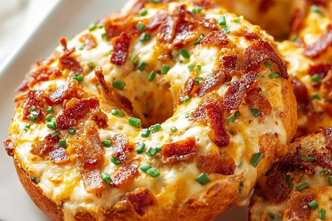 Creamy Bacon Cheddar Bagels