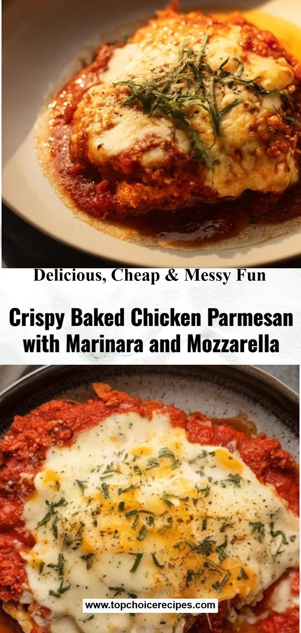 Crispy Baked Chicken with Marinara and Mozzarella 6 Crispy Baked Chicken with Marinara and Mozzarella