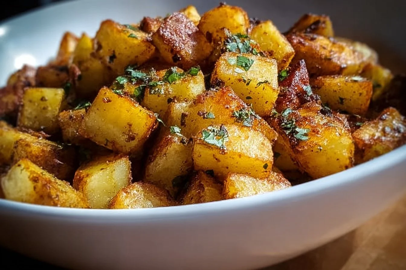 Crispy breakfast potatoes served on a plate, perfect for morning meals.