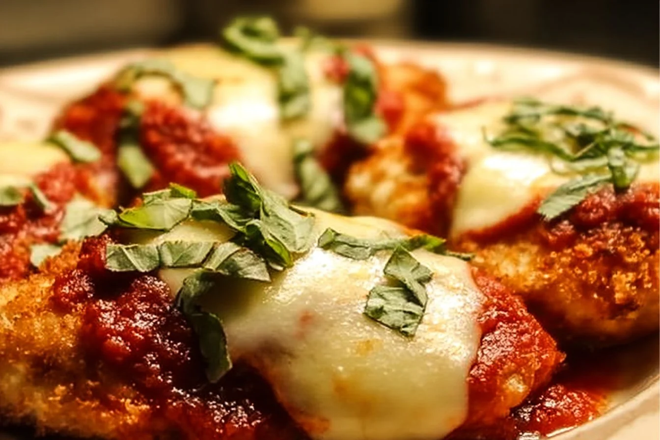 Easy Baked Chicken Parmesan 4 Delicious baked chicken parmesan served with marinara sauce and cheese