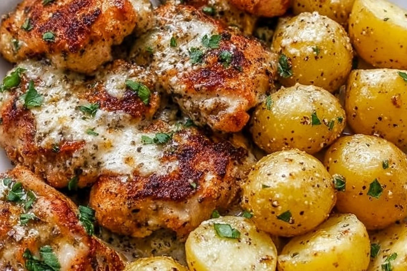 Garlic Parmesan Chicken Thighs and Potatoes 6 Garlic Parmesan Chicken Thighs and Potatoes
