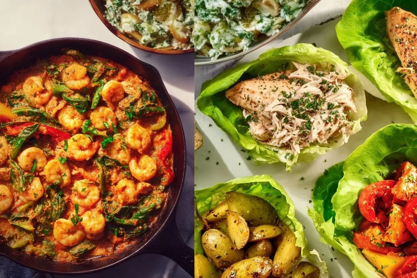 Healthy low-calorie chicken breast meal with fresh vegetables