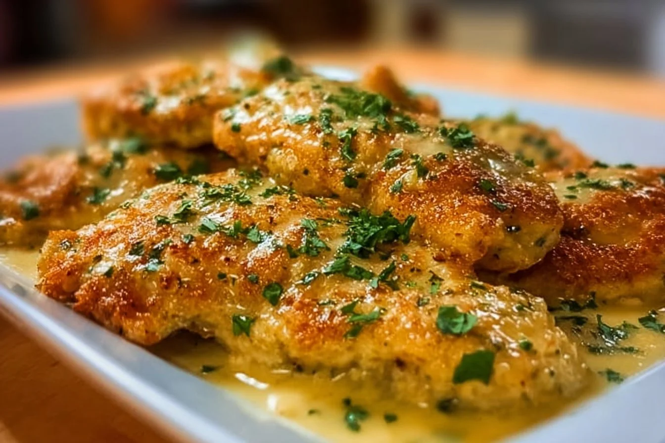 Delicious Keto Garlic Parmesan Chicken with herbs and spices on a plate