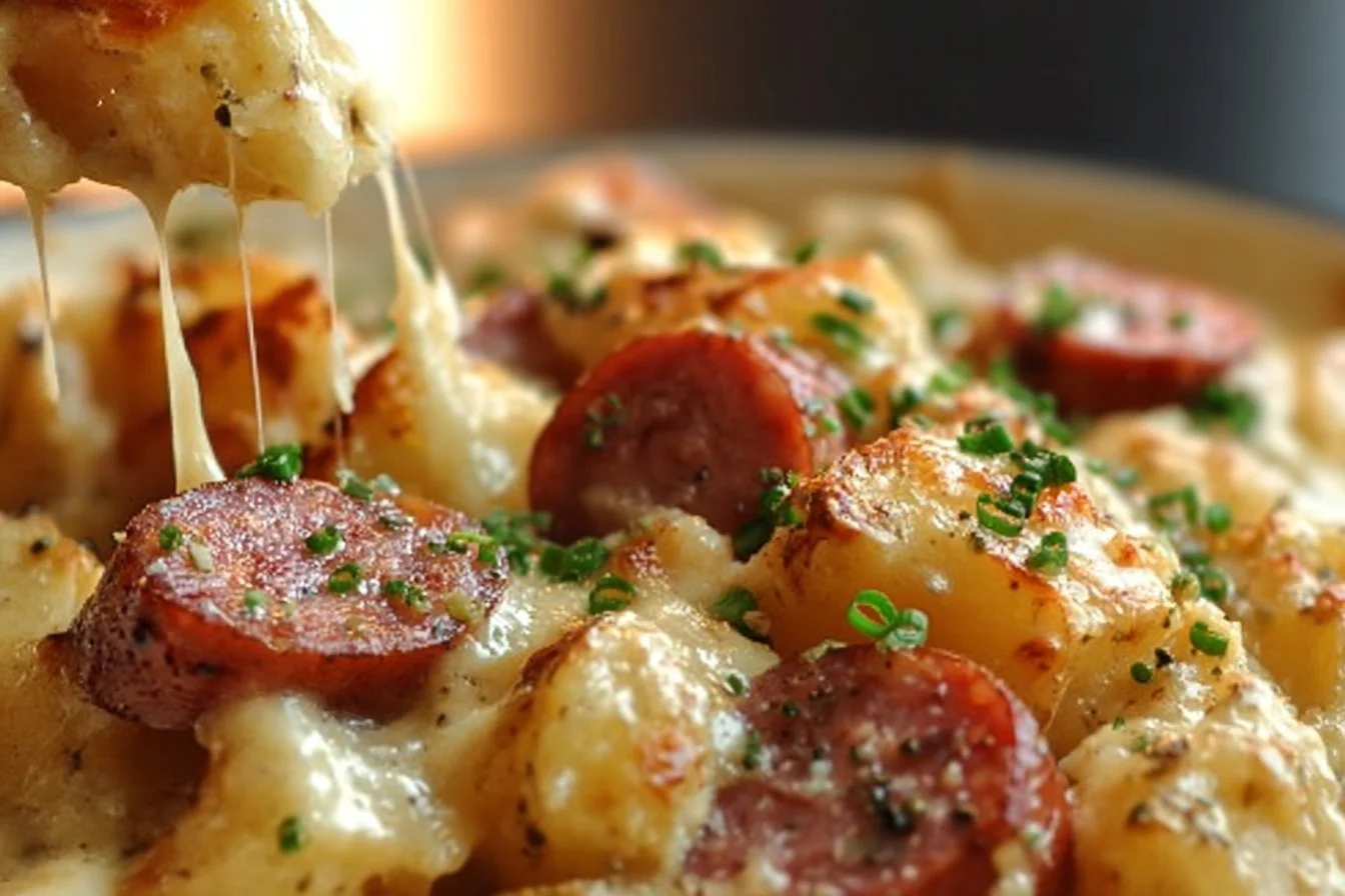 Kielbasa Sausage Cheesy Potato Casserole