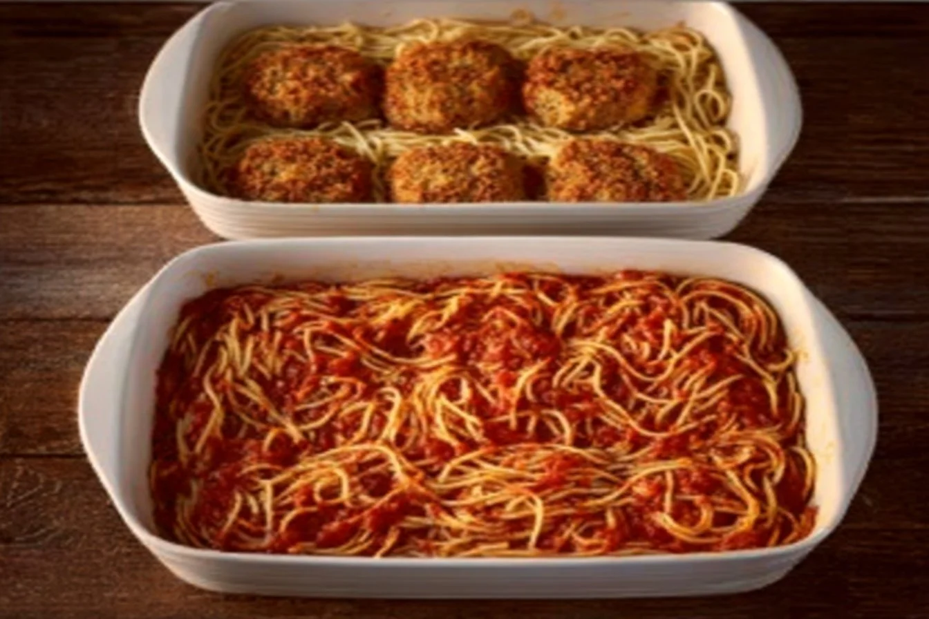 Lazy Chicken Parmesan Baked Spaghetti