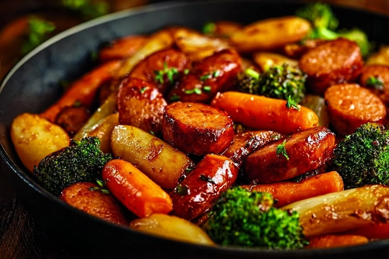One-Pan Honey Garlic Kielbasa & Veggies