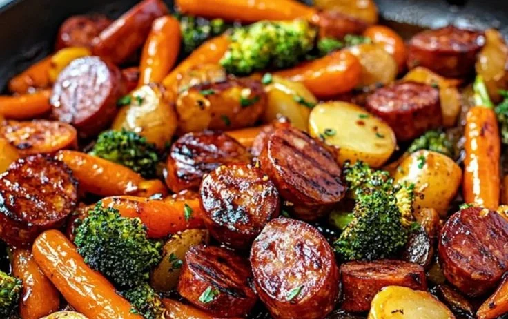 One-Pan Honey Garlic Kielbasa & Veggies