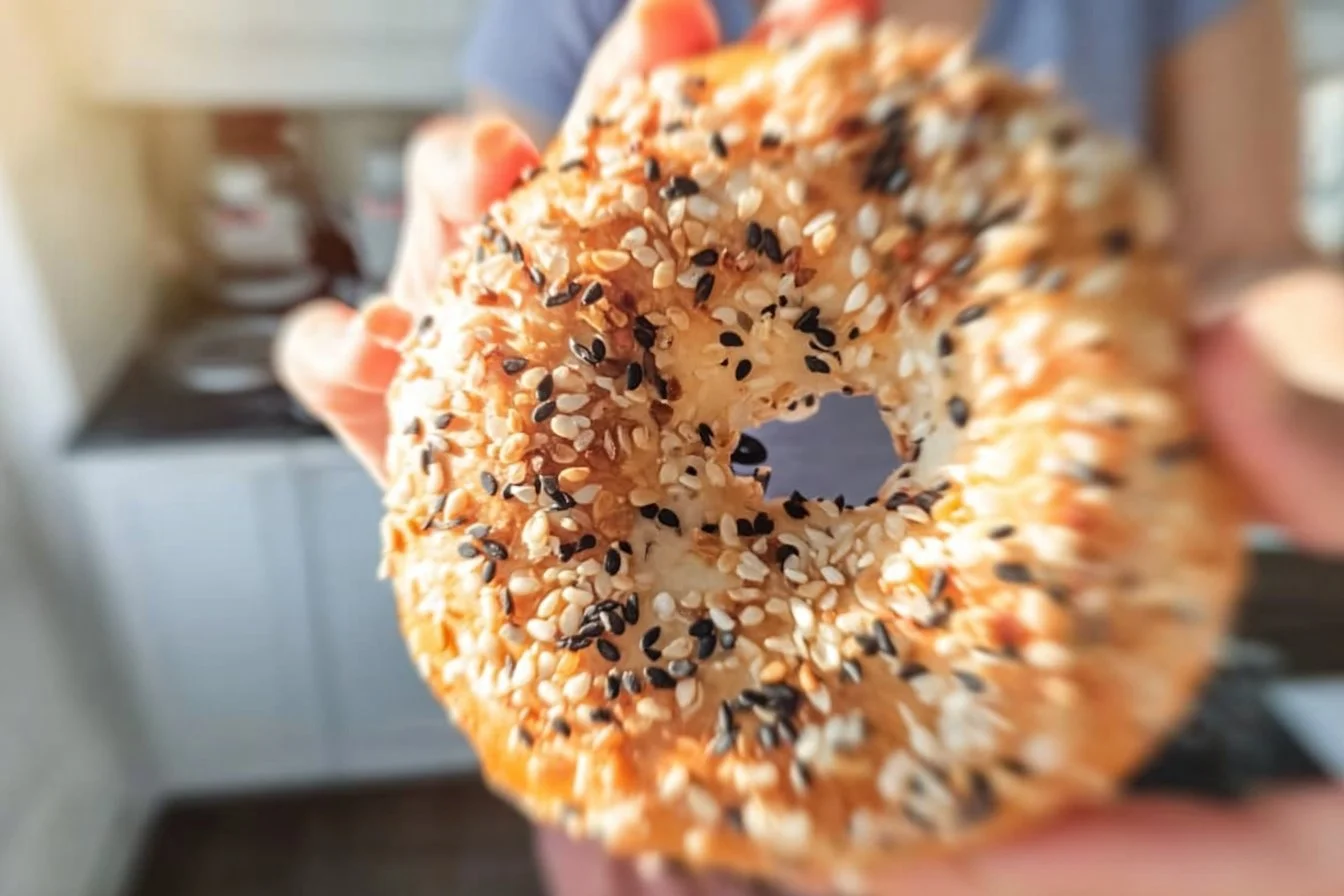 Protein Bagels with Cottage Cheese 4 Protein Bagels with Cottage Cheese on a wooden board