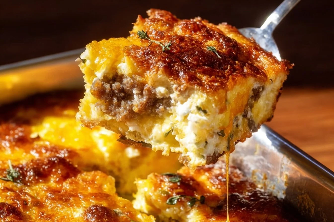 Home 24 Sausage, Egg, and Cream Cheese Hashbrown Casserole