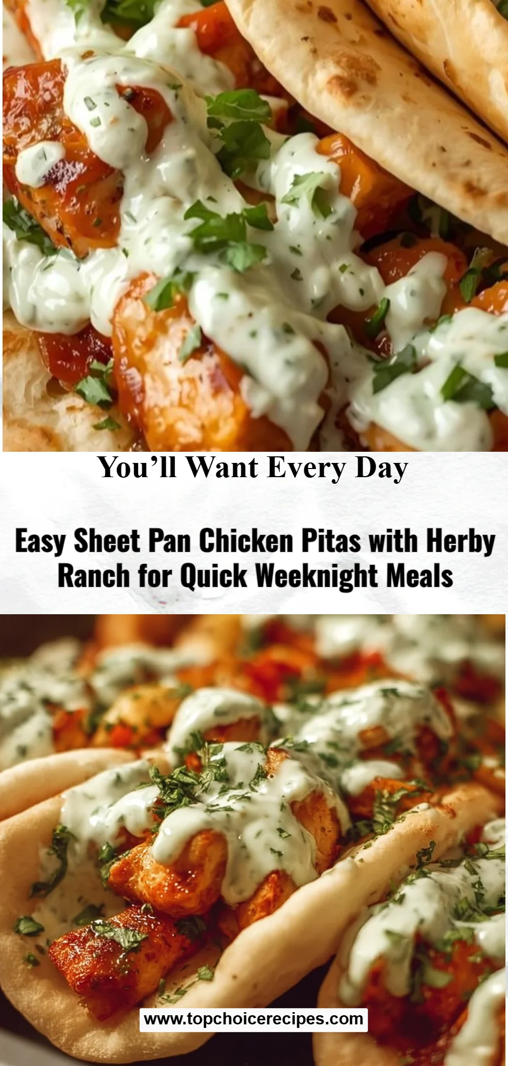 Sheet Pan Chicken Pitas with Herby Ranch