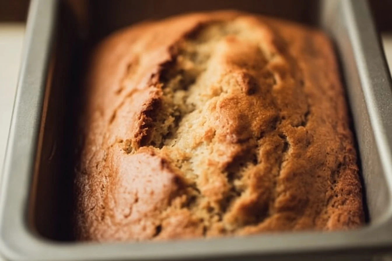 Slice of ultimate high-protein banana bread on a wooden table
