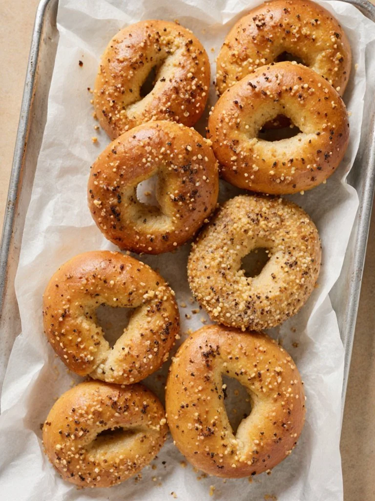 Air Fryer Protein Bagels 4 Air Fryer Protein Bagels fresh out of the air fryer, golden and healthy.
