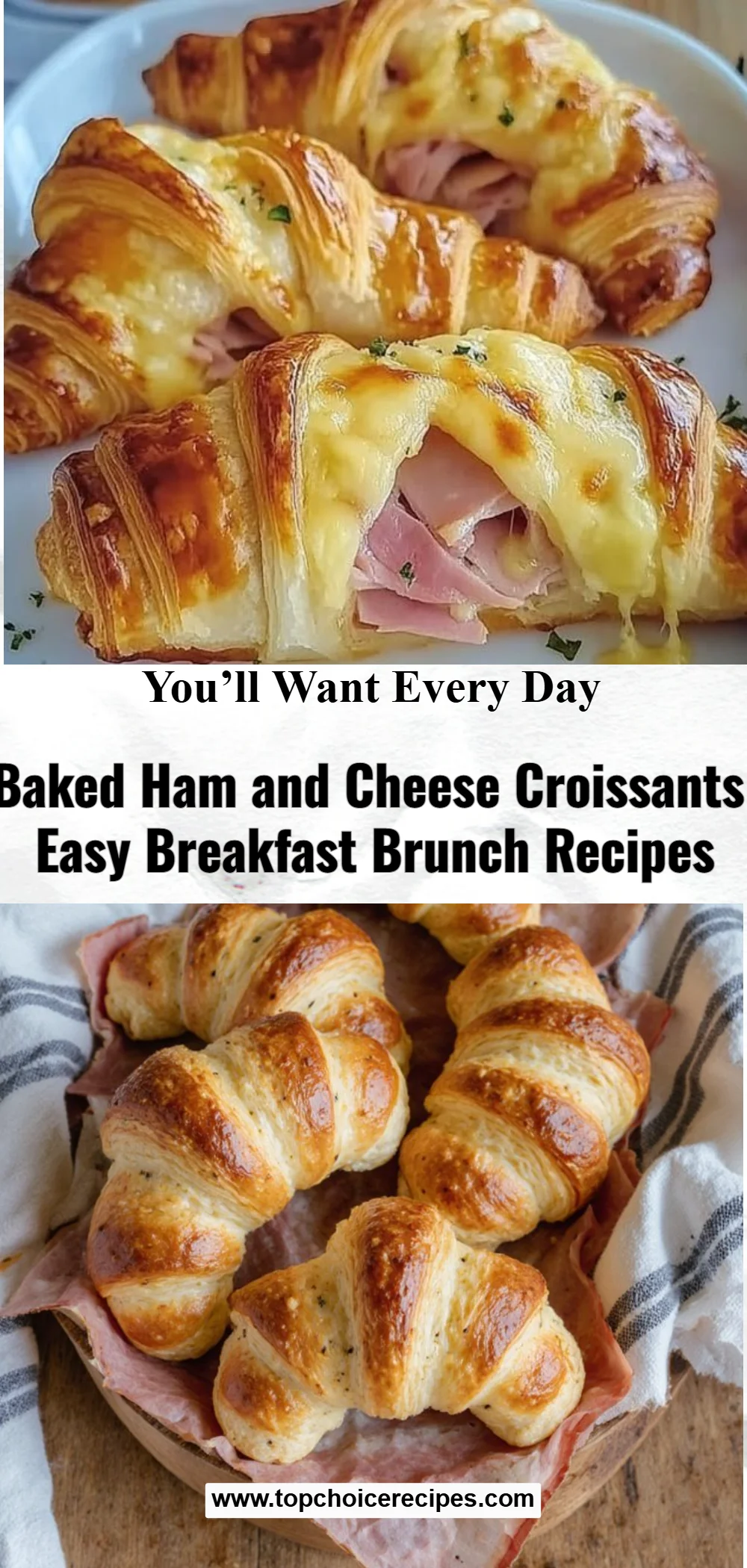 Baked Ham and Cheese Croissants