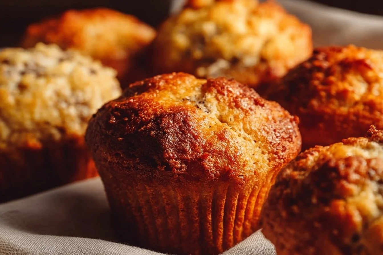 Delicious homemade banana cottage cheese muffins fresh out of the oven