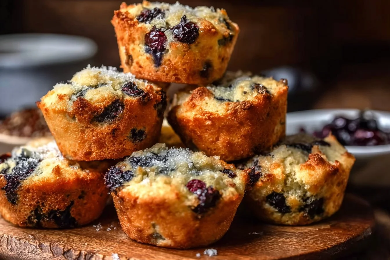 Blueberry yogurt protein muffins fresh out of the oven