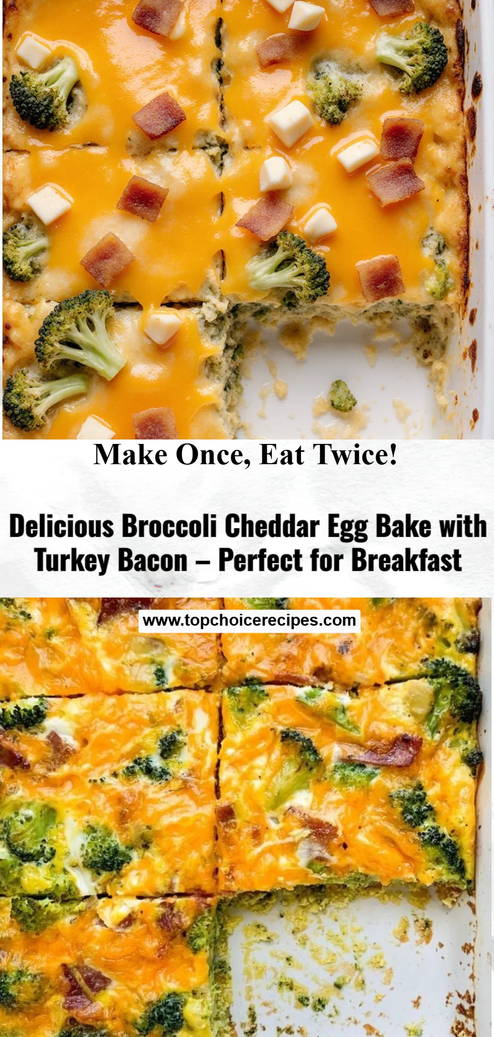 Broccoli Cheddar Egg Bake with Turkey Bacon